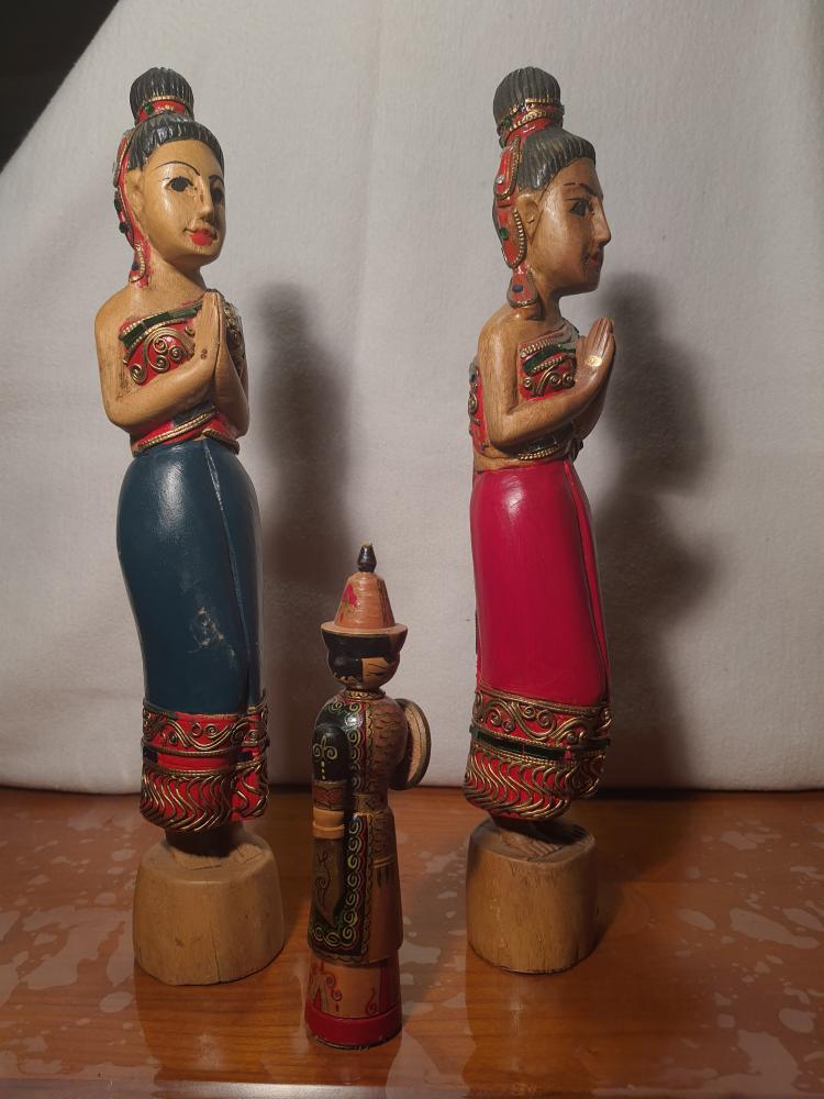 3 Figuren, Holz-Handarbeit - Thailand -