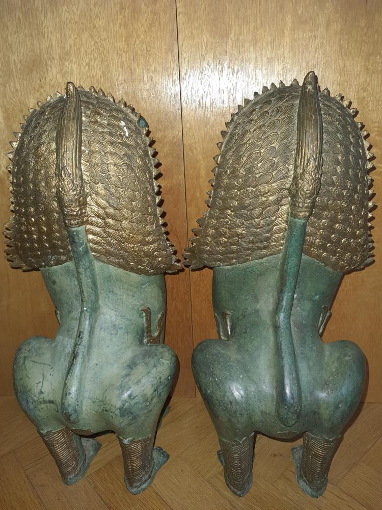 2 Wächterlöwen, Bronze-Figuren - Thailand - Anfang 19. Jahrhundert