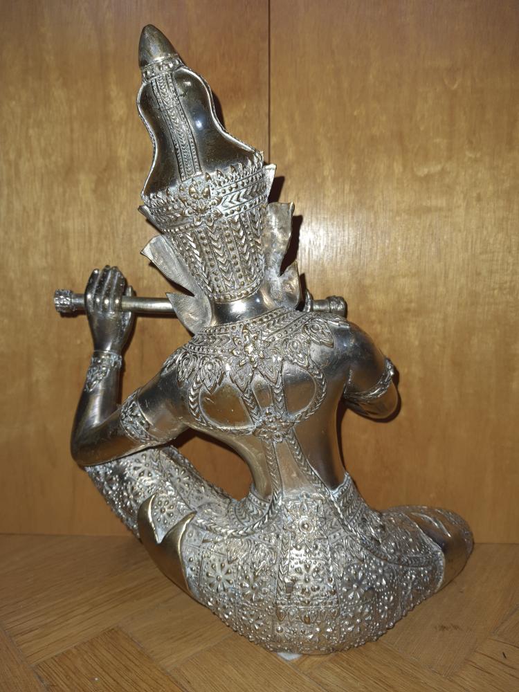 Tempel-Musiker, Bronze versilbert - Thailand -