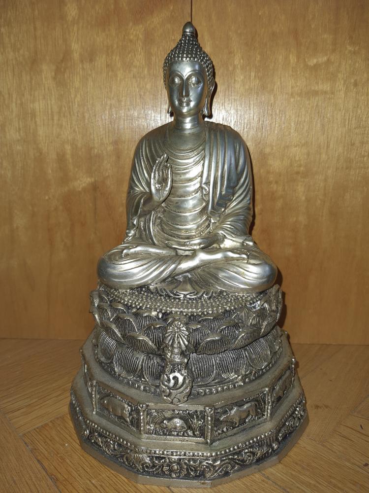 Buddha, Bronze versilbert - Thailand -