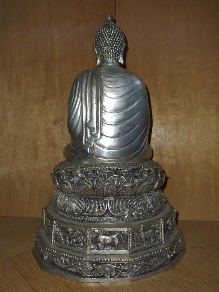 Buddha, Bronze versilbert - Thailand -