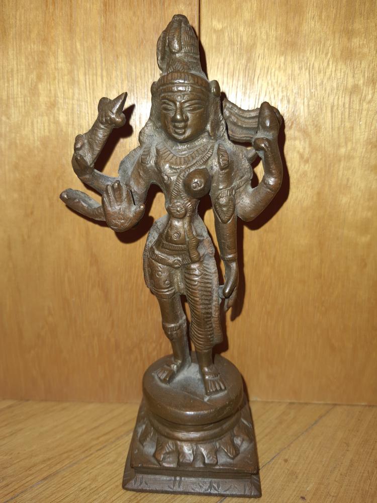 Bronze-Figur, Ardhanarishvara - Indien - Mitte 20. Jahrhundert