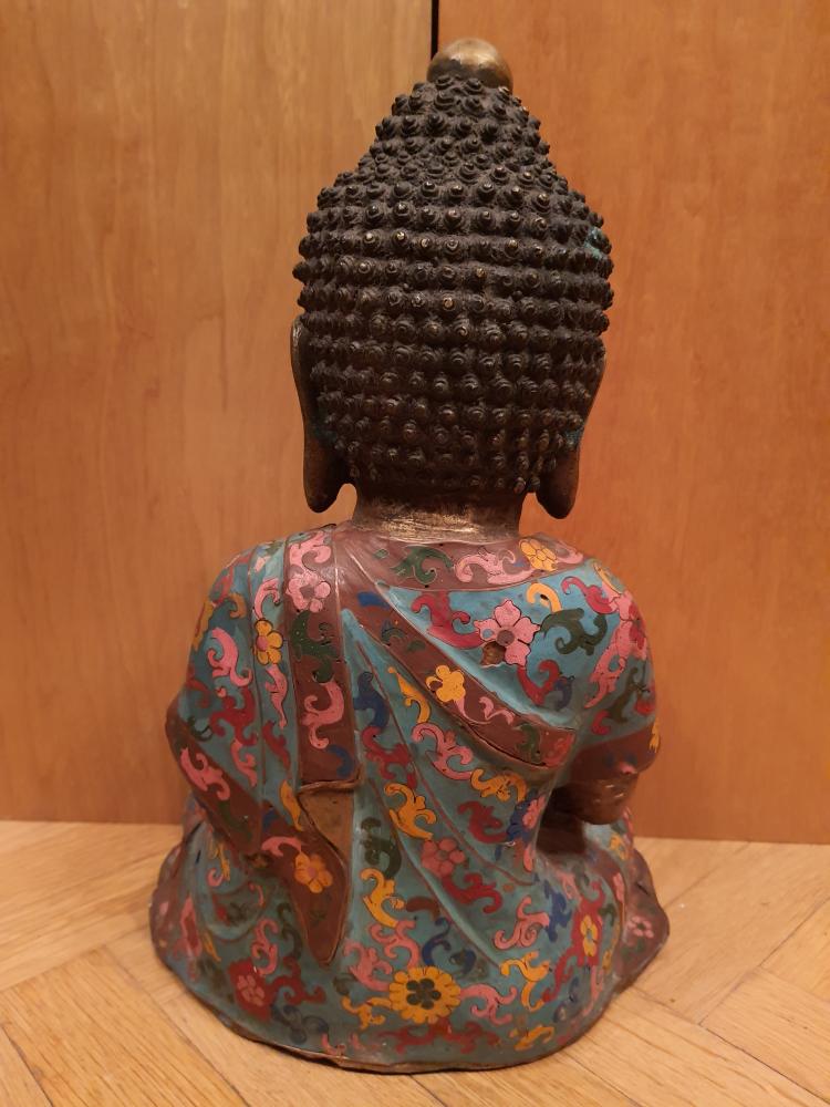 Buddha, Bronze-Cloisonné-Figur - Tibet - Mitte 20. Jahrhundert