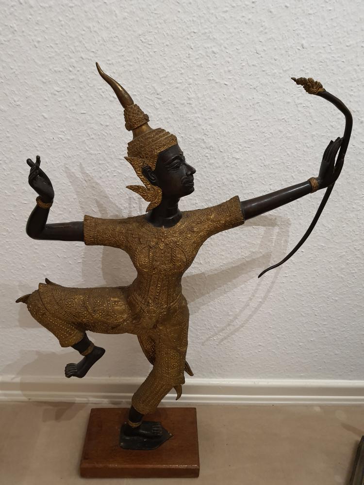 Bronze-Figur, Shri Rama  - Thailand - Mitte 20. Jahrhundert