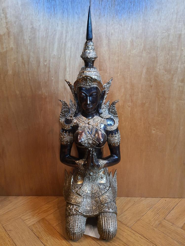 Bronze-Figur, Apsara im Gebet - Thailand -  21. Jahrhundert