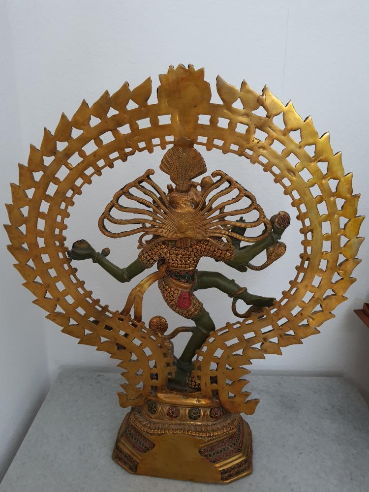 Messing-Skulptur, Shiva im Sonnenkreis - Indien -