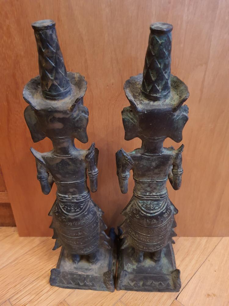 2 Bronze-Figuren, Mann+Frau - Indien - 2. Hälfte 20. Jahrhundert