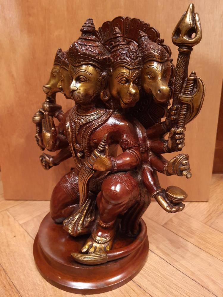 Bronze-Figur, Panchamukhi Hanuman  - Indien - Ende des 20. Jahrhunderts