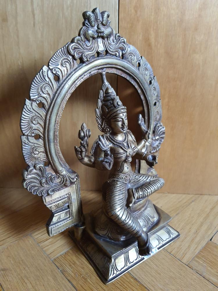 Messing-Figur, Hindu-Göttin Lakshmi - Indien - 20. Jahrhundert