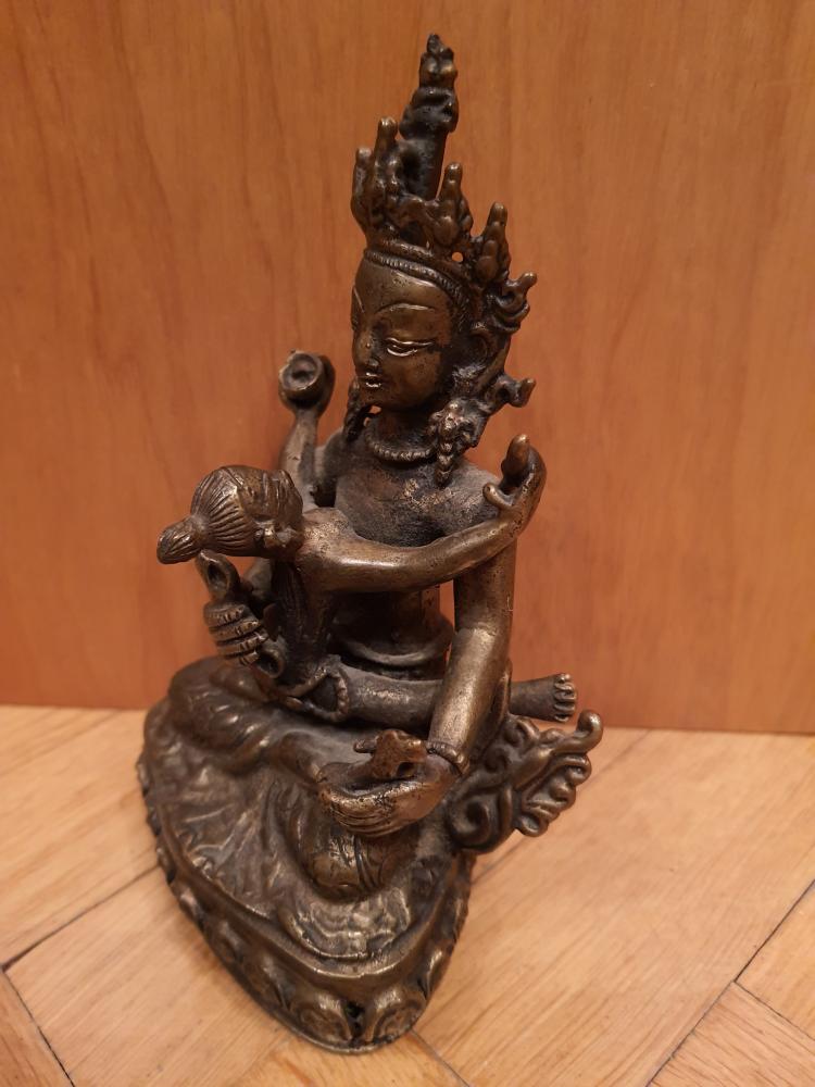 Kubera mit Shakti, Bronze-Figur - Indien - Mitte 20. Jahrhundert