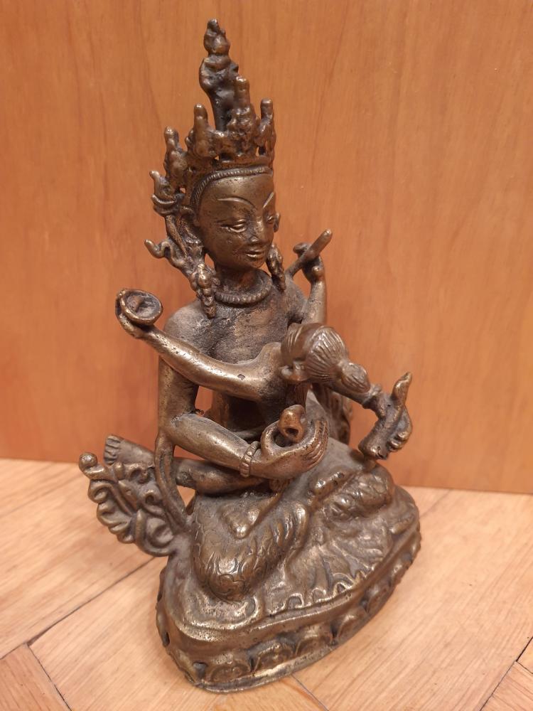 Kubera mit Shakti, Bronze-Figur - Indien - Mitte 20. Jahrhundert