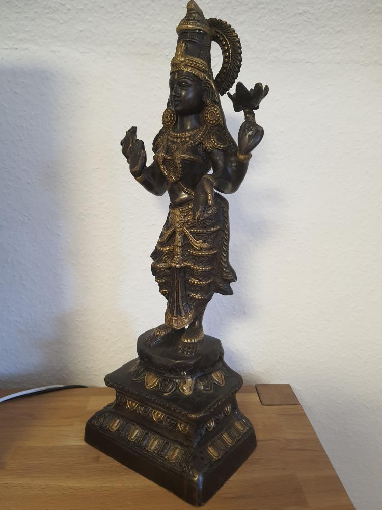 Bronze-Figur, Lakshmi - Indien - Mitte des 20. Jahrhunderts