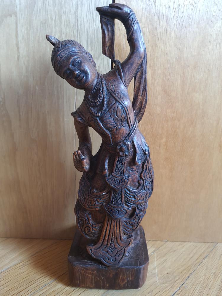 Holz-Figur, Tempeltänzerin  - Indonesien -  20. Jahrhundert