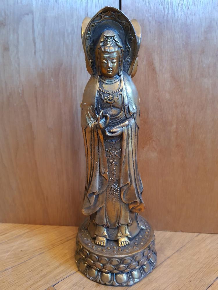 Bronze-Statue, Guan Yin, 3-seitig  - Tibet - 20. Jahrhundert