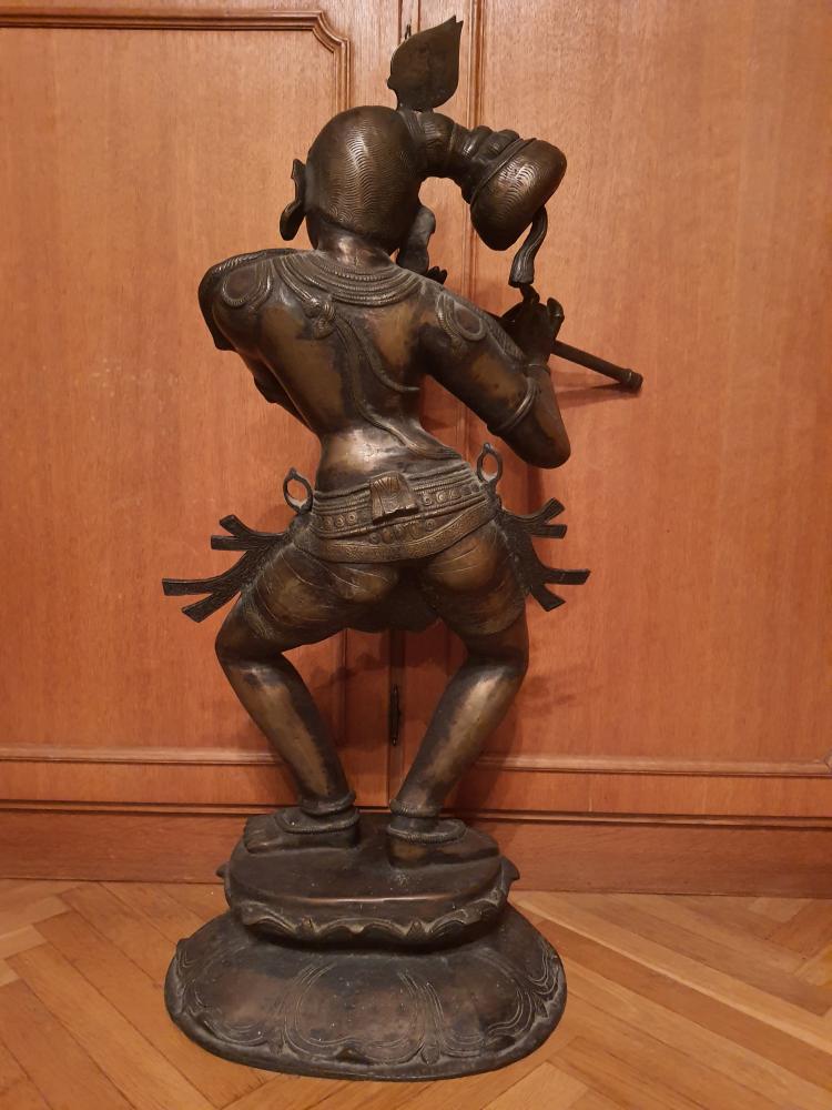 Bronze-Figur, Gottheit Sri Krishna  - Indien -  Um 1900