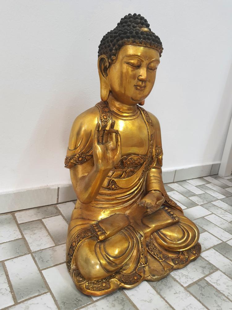 Buddha-Figur, Messing  - China - Mitte 20. Jahrhundert