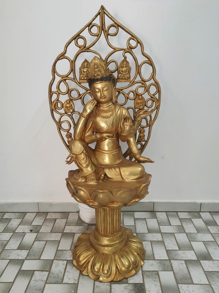 Messing-Figur, (77cm) Gottheit  - Tibet - 20. Jahrhundert