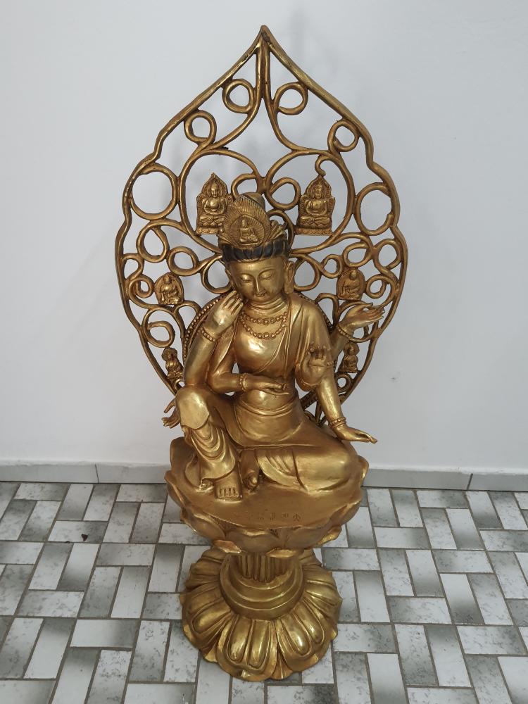 Messing-Figur, (77cm) Gottheit  - Tibet - 20. Jahrhundert