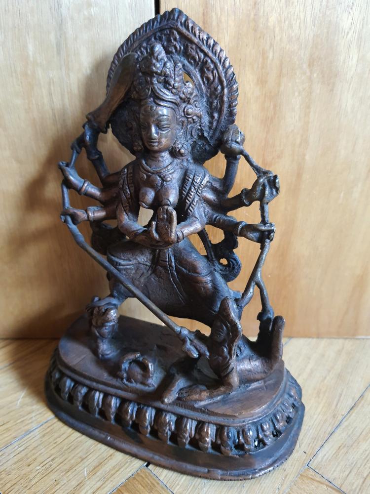 Göttin der Vollkommenheit "Durga," Hinduismus, Bronze - Indien -