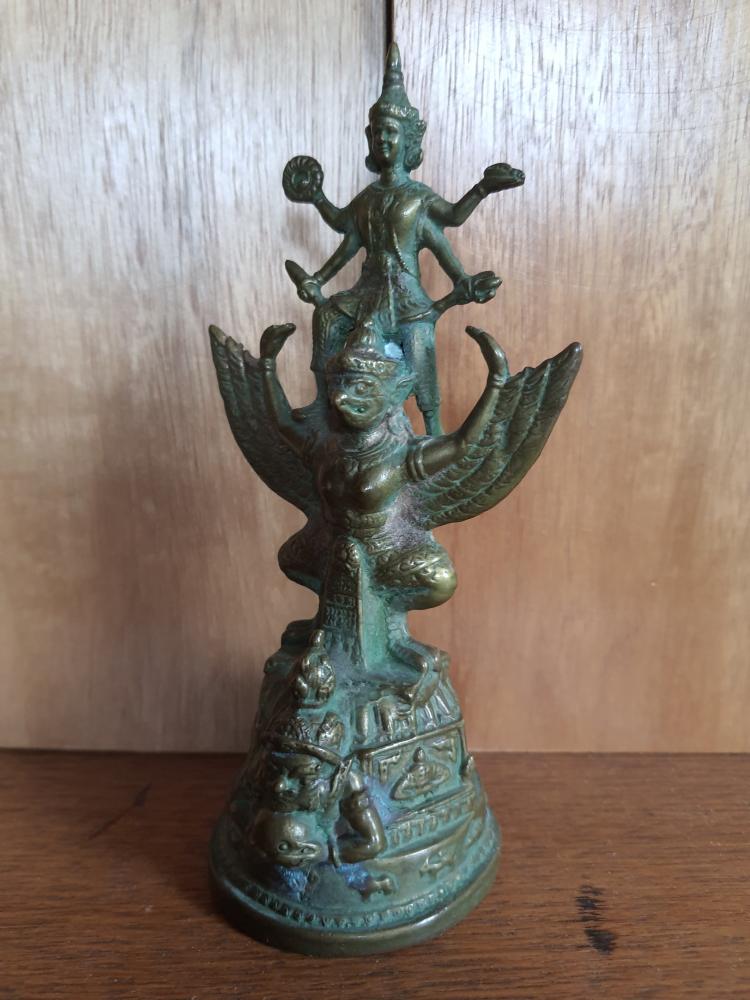 Bronze-Figur, Garuda mit Shiva - Thailand - 20. Jahrhundert
