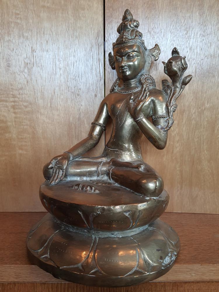 Bronze-Figur, Bodhisattva Padmapani  - Indien - Mitte 20. Jahrhundert