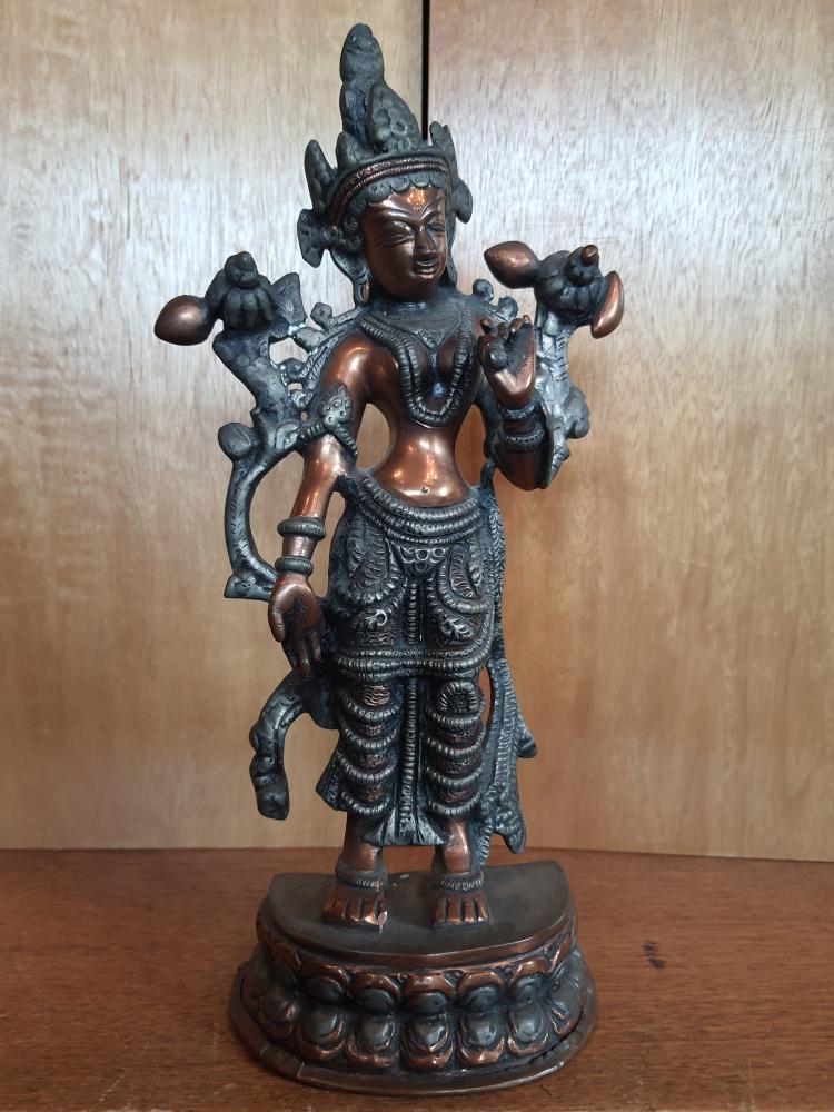 Bronze-Figur, Göttin Tara  - Indien -  2. Hälfte 20. Jahrhundert
