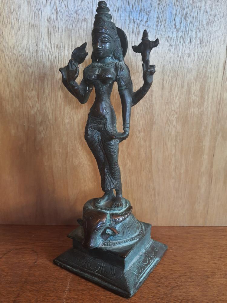 Bronze-Figur, 4armige Gottheit - Nepal - Anfang 20. Jahrhundert