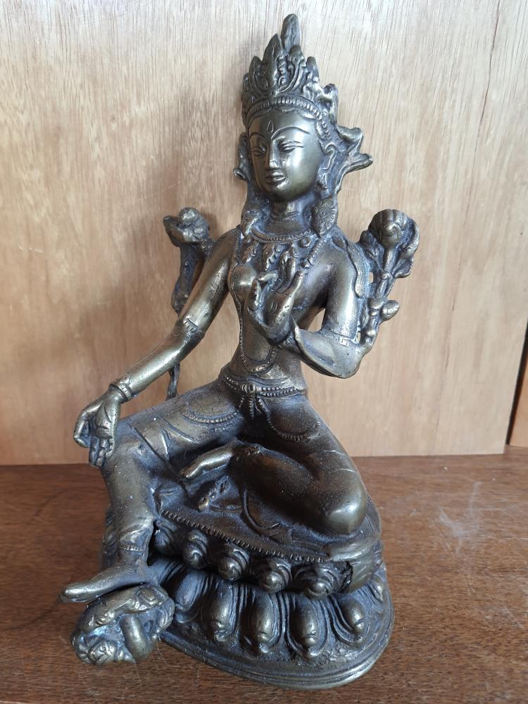 Grüne Tara, Bronze-Figur - Indien - Mitte 20. Jahrhundert