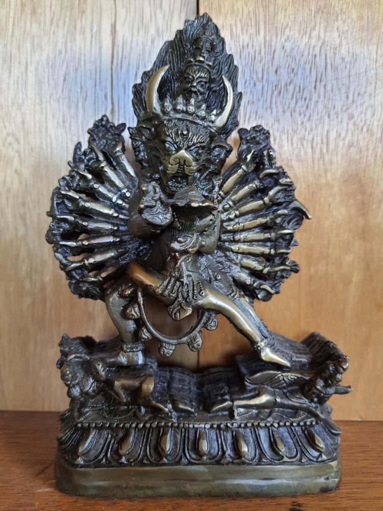 Bronze-Figur, Yamantaka  - Tibet - Mitte 20. Jahrhundert