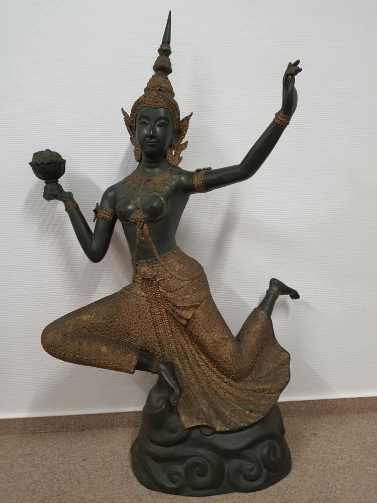 Bronze-Statue, Apsara  -Thailand - Mitte 20. Jahrhundert