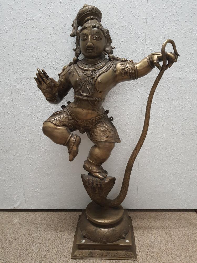 Bronze-Figur, Gottheit Krishna  - Indien - um 1900
