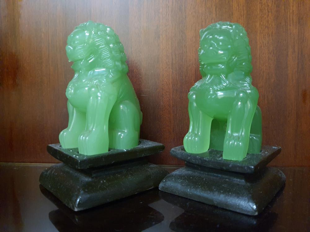 2 Tempelwächter, Jade  - China - 20. Jahrhundert