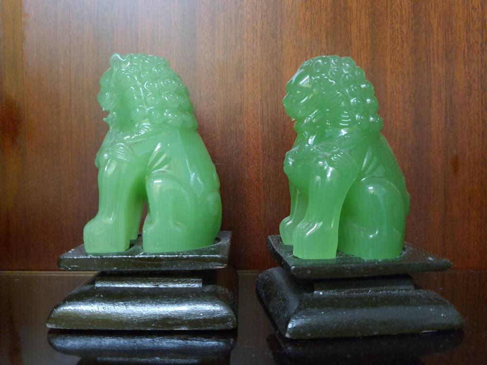 2 Tempelwächter, Jade  - China - 20. Jahrhundert
