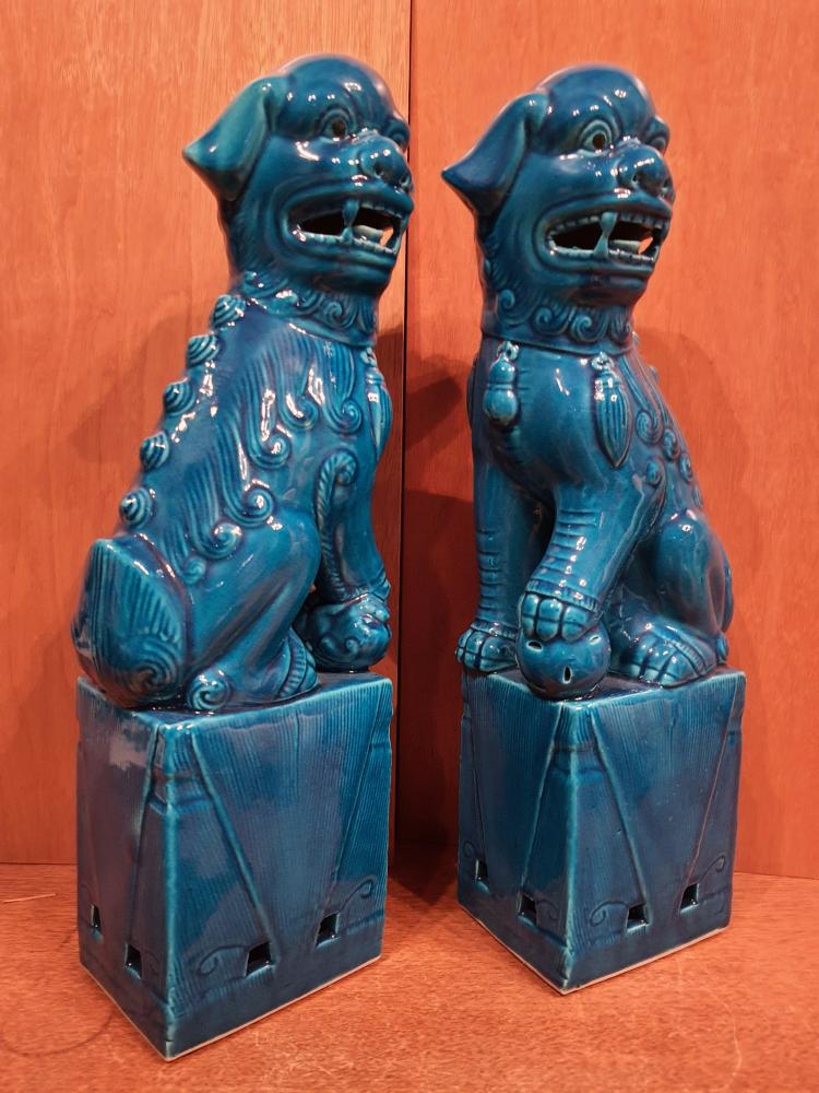 Ein Paar Fo- Hunde, Keramik  - China - Anfang 20. Jahrhundert