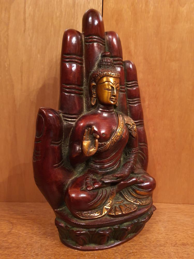 Bronze-Figur, Hand Buddhas  - Indien - Mitte 20. Jahrhundert