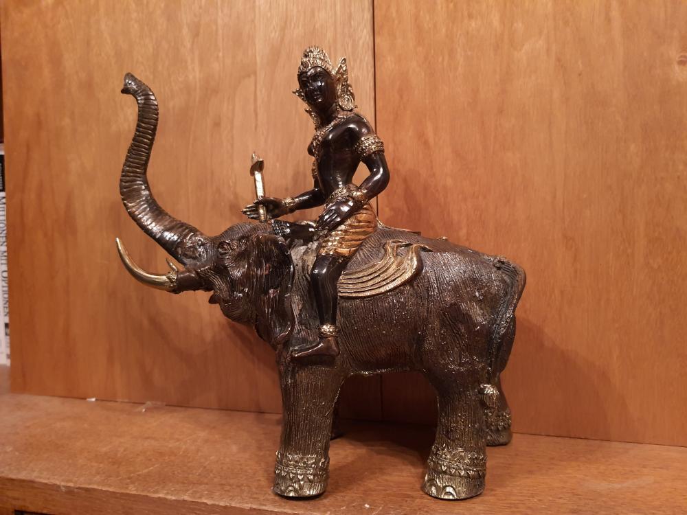 Bronze-Figur, Lord Indra  - Thailand -  Mitte 20. Jahrhundert