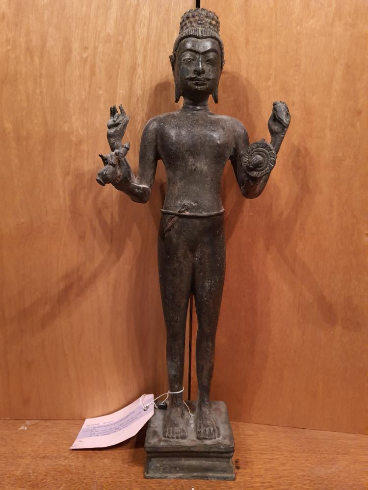 Bronze-Figur, Khmer Lokeshvara  - Kambodscha - Mitte 20. Jahrhundert