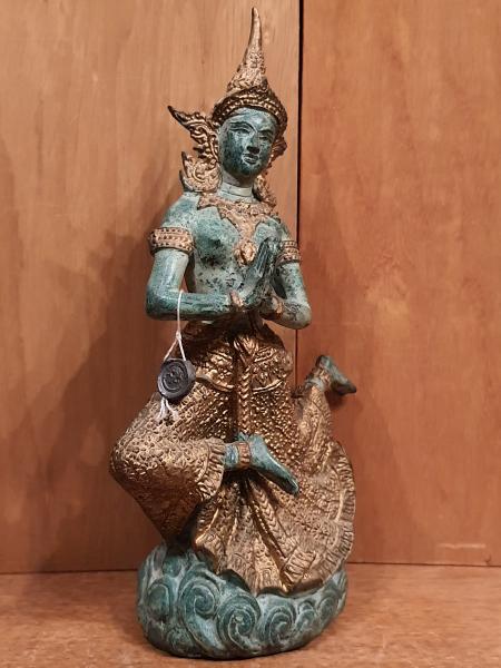 Bronze-Figur, Apsara im Gebet - Thailand - Mitte 20. Jahrhundert