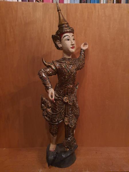 Holz-Figur, Tempeltänzer  - Thailand - Mitte 20. Jahrhundert