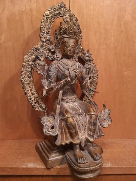 Bronze-Figur, Maitreya  - Nepal - Mitte 20. Jahrhundert