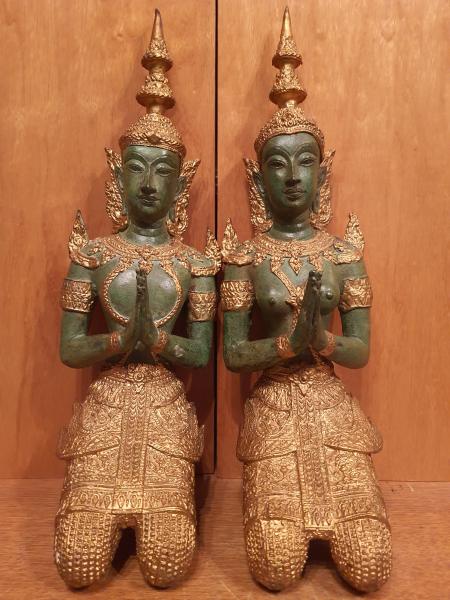 2 Bronze-Figuren, Teppanome  - Thailand - Mitte 20. Jahrhundert