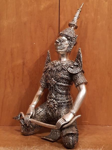 Versilberte Bronze-Figur, Hanuman  - Thailand - Ende 20. Jahrhundert