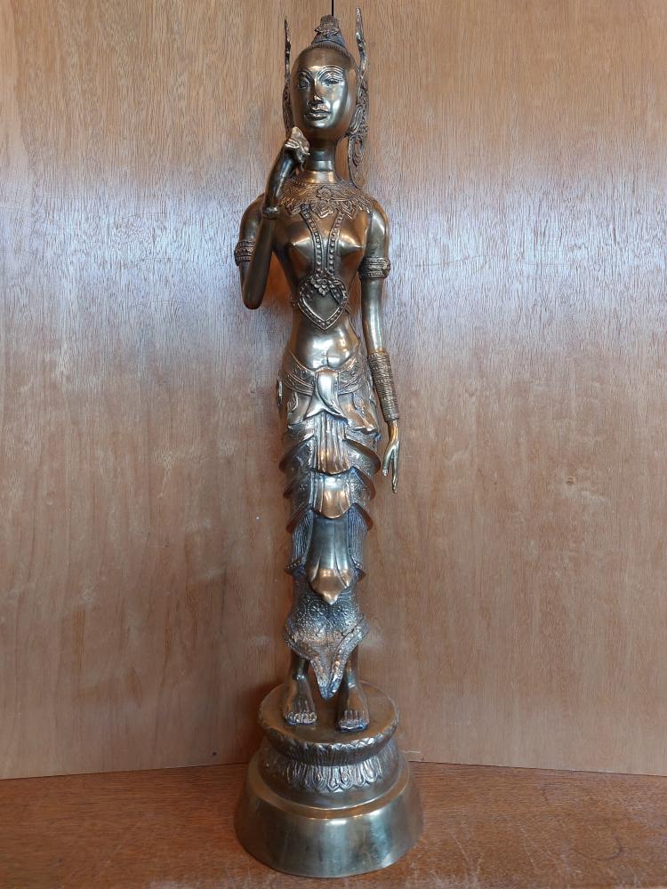 Messing-Figur, (59cm) Tempelwächterin  - Thailand - 2. Hälfte 20. Jahrhundert