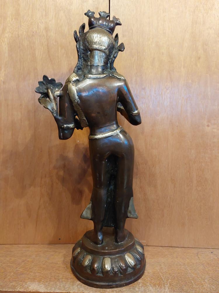 Bronze-Figur, Tara stehend  - Nepal - 20. Jahrhundert