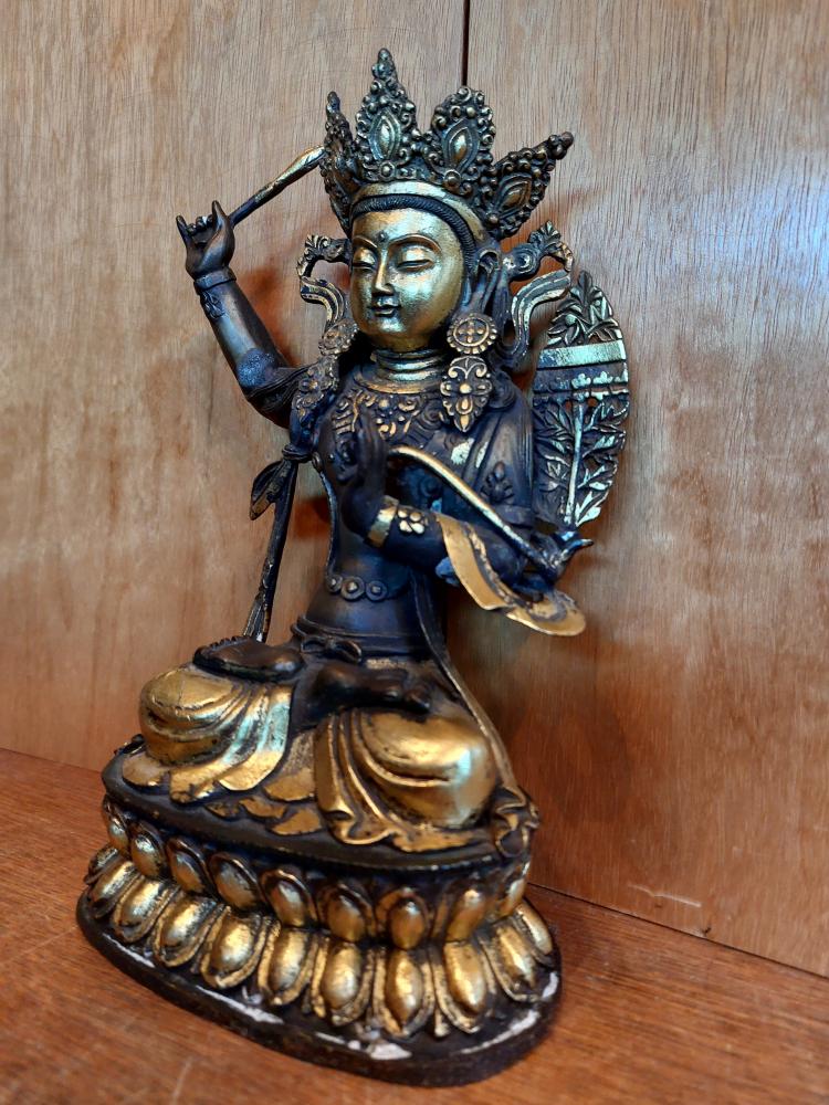 Bronze-Figur, Buddha Manjushri  - Tibet - 1. Hälfte 20. Jahrhundert