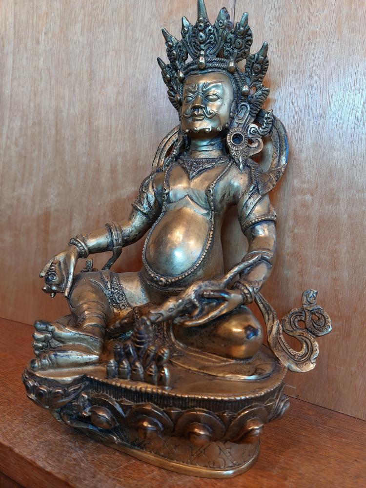 Bronze-Figur, Jambhala  - Tibet - Mitte 20. Jahrhundert