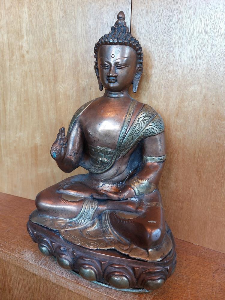 Bronze-Figur, Buddha Kupfer/Messing - Nepal - Mitte 20. Jahrhundert