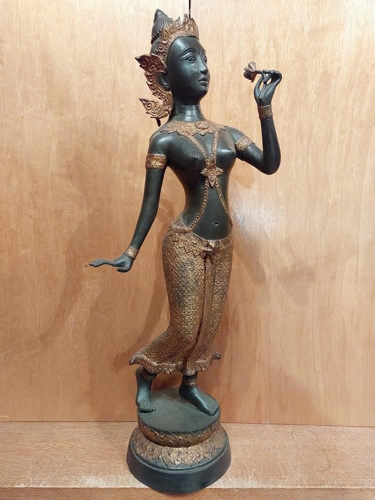 Bronze-Figur, Tempeltänzerin (56cm)  - Thailand - Mitte 20. Jahrhundert