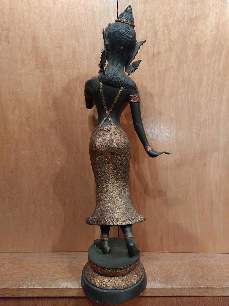 Bronze-Figur, Tempeltänzerin (56cm)  - Thailand - Mitte 20. Jahrhundert