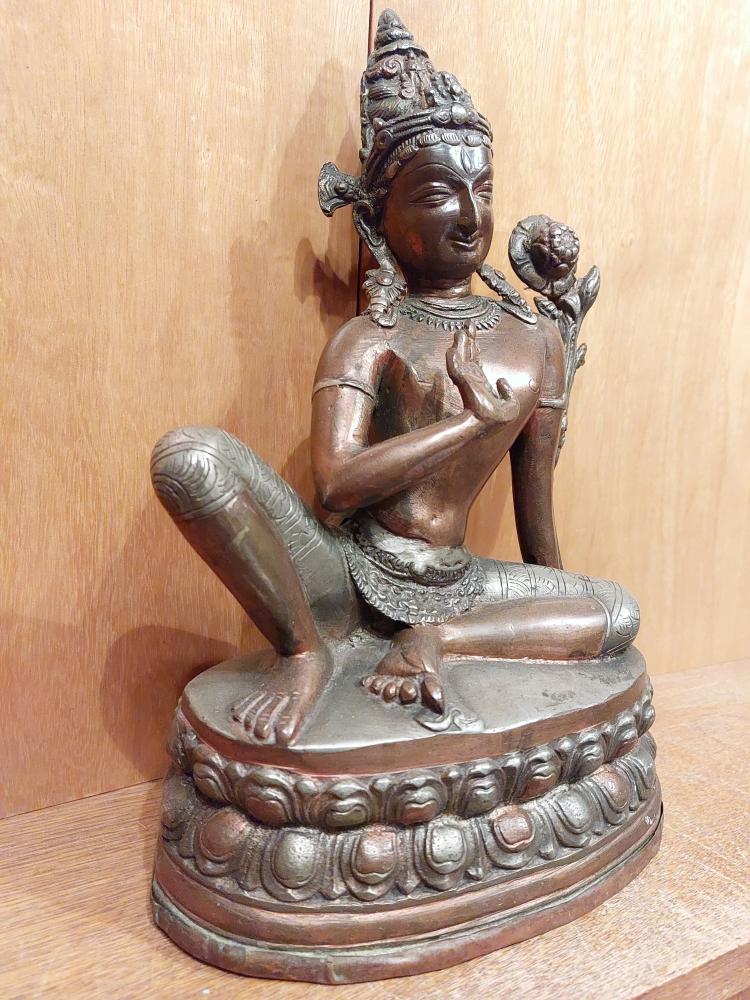 Bronze-Figur, Bodhisattva Padmapani  - Tibet - Anfang 20. Jahrhundert